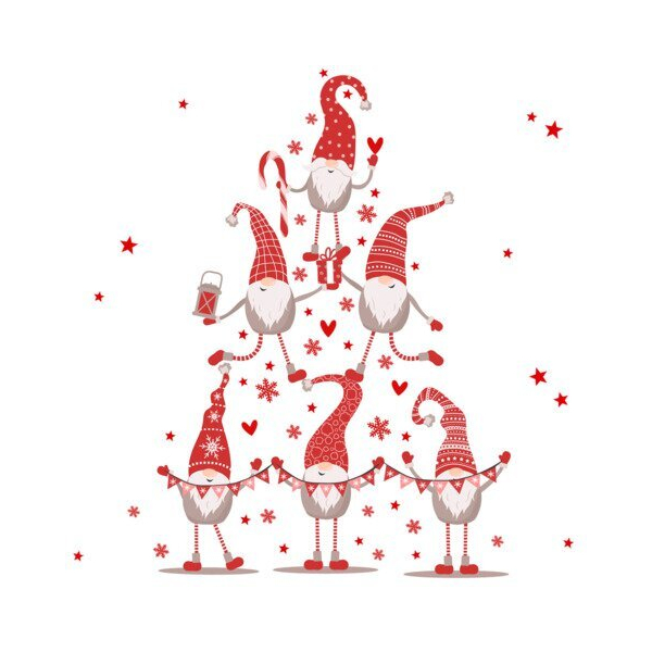 Braun und Company Weihnachtsservietten Atelier 1111-26511, rot/weiß / Weihnachtswichtel, 3-lagig, 33x33cm 4014995550149 Braun und Company