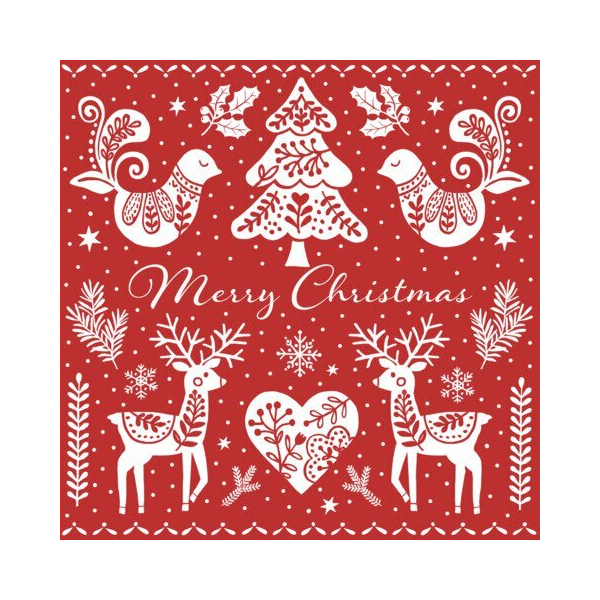 Braun und Company Weihnachtsservietten Atelier 1111-26514, rot/weiß / weihnachtlich, 3-lagig, 33x33cm 4014995550804 Braun und Company
