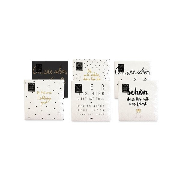 12 Stück Braun und Company Motivservietten 1209-25372/PBS, mehrfarbig / Srüche sortiert, 3-lagig, 25x25cm 4014995693150 Braun und Company