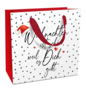 Geschenktasche 1645-26513 Weihnachten mit Dir, Weihnachten, mit Trageband, &bdquo;Weihnachten ist sch&ouml;n, weil es Dich gibt&ldquo;, 17cm x 17