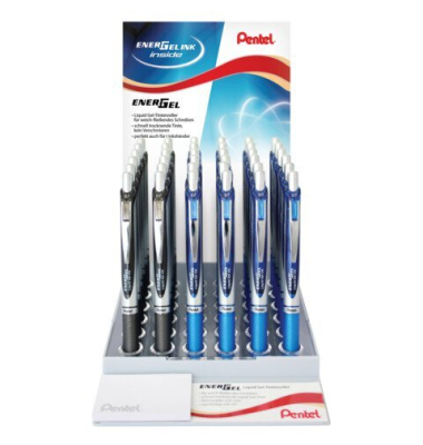 Gelschreiber Energel schwarz+blau   im Display PENTEL BL77AC-3G