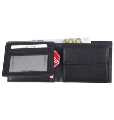 Geldb&ouml;rse Golf, 9,5 x 12 x 2,5 cm, RFID, Leder, schwarz HJP 61700.01