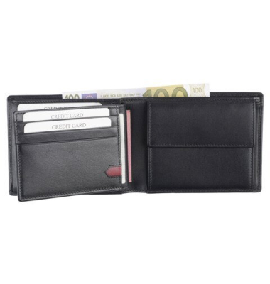 Geldb&ouml;rse Golf, 10 x 12 x 2,5 cm, RFID, Leder, schwarz HJP 61702.01