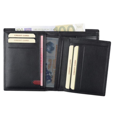 Geldb&ouml;rse Golf, 12,5 x 9,5 x 2 cm, RFID, Leder, schwarz HJP 61703.01
