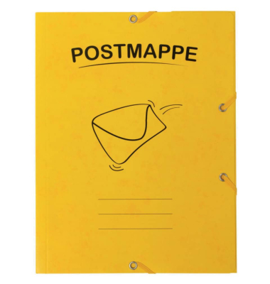 Postmappe 43138, A4 gelb Karton 440g, f&uuml;r ca. 150 Blatt  (80 g/m&sup2;), mit 3 Einschlagklappen