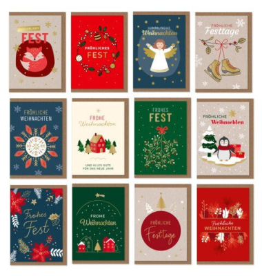 Weihnachtskarte Goldige Weihnachten, 36er, sortiert KOMMA&sup3; 72122080