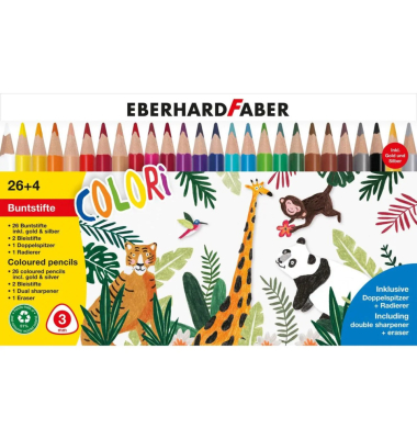 Farbstifte-Set Colori 514829, 30-farbig sortiert, 3-Kant-Schaft, Etui