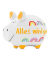 Spardose Schwein (klein) 101881 , "Regenbogen/Schriftzug Alles wird gut"