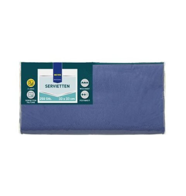 Servietten PROFESSIONAL 912915, blau / Uni, 3-lagig, 33x33cm