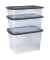 Aufbewahrungsbox Curve 2002010110, 30 Liter, mit Deckel, au&szlig;en 600x397x172mm, PP Kunststoff - 100% recycelbarer transparent/schw