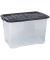 Aufbewahrungsbox Curve 2002030110, 65 Liter, mit Deckel, au&szlig;en 600x397x378mm, PP Kunststoff - 100% recycelbarer transparent/schw