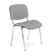 Besucherstuhl ISO 4L-CR C12, grau / chrom, ohne Armlehnen, 4-Fu&szlig;-Gestell