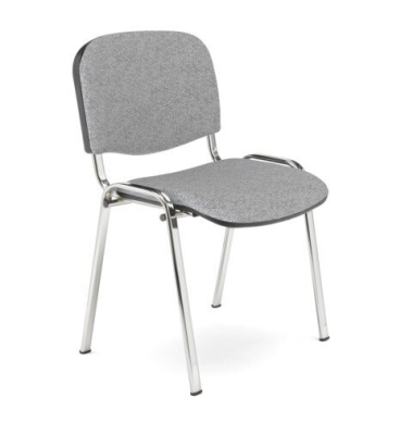 Besucherstuhl ISO 4L-CR C12, grau / chrom, ohne Armlehnen, 4-Fu&szlig;-Gestell