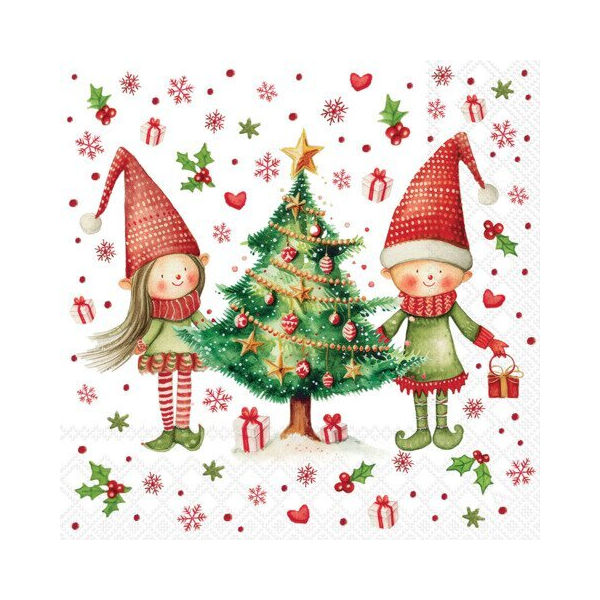 Ambiente Motivservietten Weihnachten 33321075 / Elfen, 3-lagig, 33x33cm 8712159231731 Ambiente 20 Stück