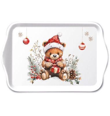 Weihnachtstablett Teddys Geschenk, 13 x 21 cm AMBIENTE 33720985