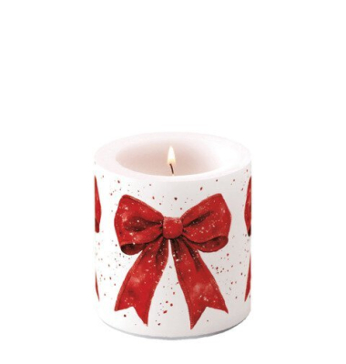 Weihnachtskerze rote Schleife, &Oslash; 7,5 x 9 cm AMBIENTE 39221325