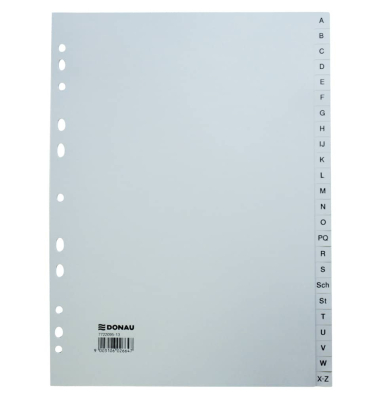 Kunststoffregister 7722095-13, A bis Z, A4, 120&micro;m, graue Taben, 24-teilig