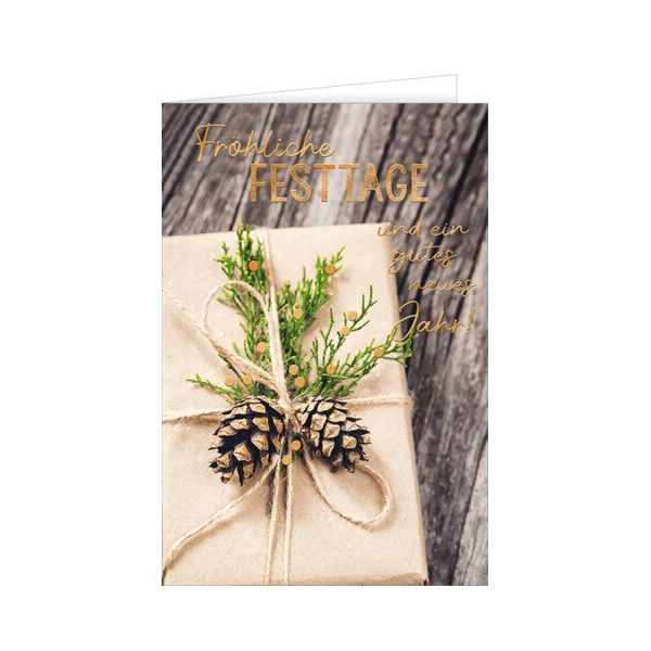 5 Stück Hanra Weihnachtskarte Fröhliche Festtage, 11,5 x 17 cm HANRA 22-11538 9004546592518 Hanra