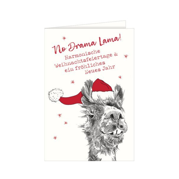 5 Stück Hanra Weihnachtskarte No Drama Lama, 11,5 x 17 cm HANRA 22-11610 9004546592563 Hanra