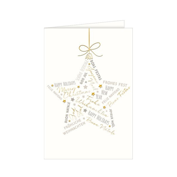 5 Stück Hanra Weihnachtskarte mehrsprachig, 11,5 x 17 cm HANRA 22-11611 9004546592716 Hanra