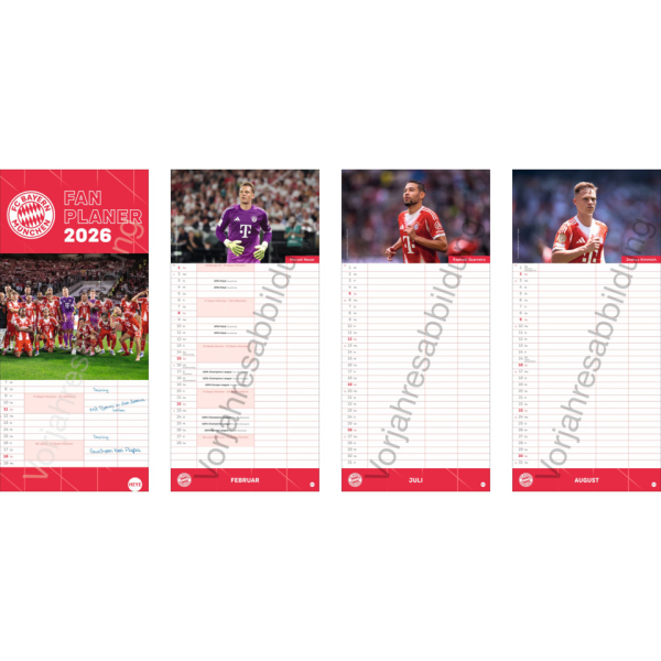 Heye Familienkalender 20664, FC Bayern München, 1 Monat / 1 Seite, 3 Spalten, 16x35cm, 2027 9783756410125 Heye