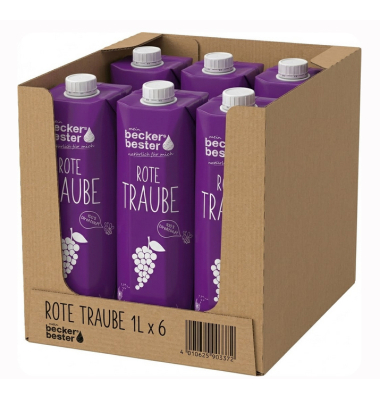 Traubensaft Rote Traube 78402, 6x 1 Liter Tetrapack