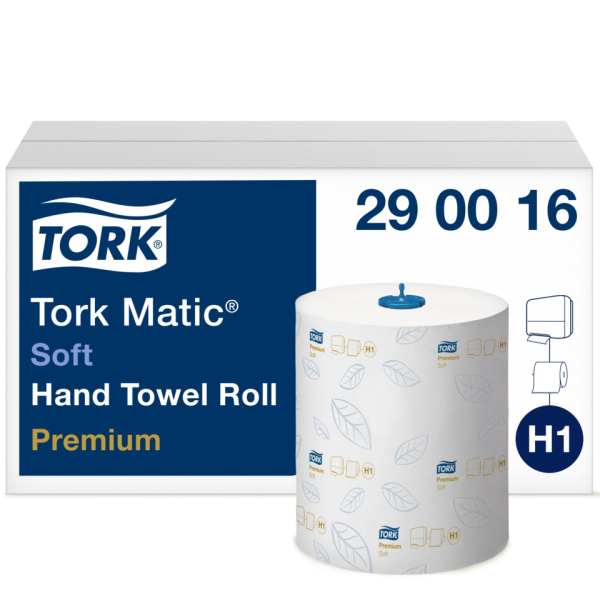 Tork Rollenhandtücher Matic H1 Premium Soft 290016, Außenabrollung, 2-lagig, weiß, Papier 7310791256108 Tork 6 Stück