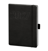 Buchkalender 02-0146, V-Book, schwarz, 1 Woche / 2 Seiten, 14x21cm (A5), 2027