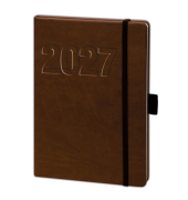Buchkalender 02-0148, V-Book, braun, 1 Woche / 2 Seiten, 14x21cm (A5), 2027