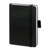 Buchkalender 02-0130, V-Book, schwarz, 1 Woche / 2 Seiten, 9x14cm (A6), 2027