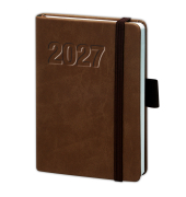 Buchkalender 02-0132, V-Book, braun, 1 Woche / 2 Seiten, 9x14cm (A6), 2027
