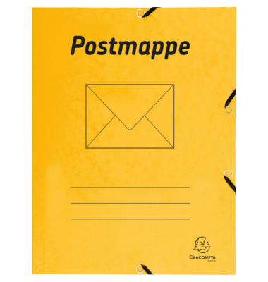 Postmappe 55549B, A4 gelb Karton 425g, f&uuml;r ca. 200 Blatt, mit 3 Einschlagklappen