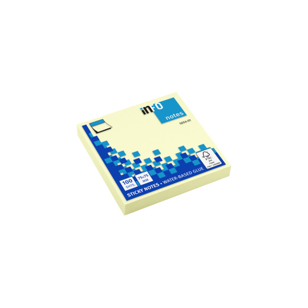Info Global Notes Haftnotizen 5654-01, 75x75mm, gelb, quadratisch 4011169510206 Info Global Notes 12 Stück