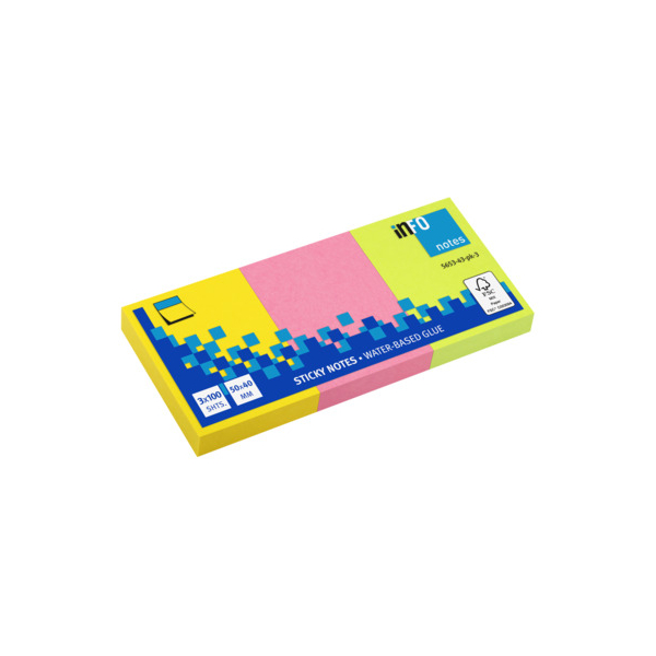 info Haftnotizen 5653-43-pk-3, 50x40mm, farbig sortiert (ultragelb/brilliantpink/brilliantgrün), rechteckig 4044355777770 info