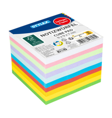 Haftnotizen 43608, 90x90mm, farbig sortiert, quadratisch