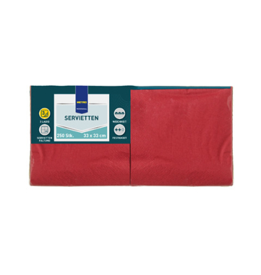 Servietten PROFESSIONAL 68749, bordeaux / Uni, 3-lagig, 33x33cm