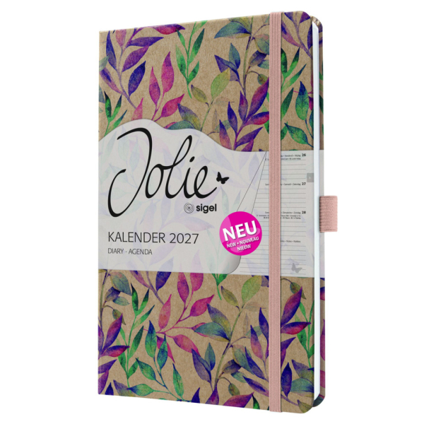 2 Stück Sigel Buchkalender 7J815, Jolie, braun, pink, lila, türkis, 1 Woche / 2 Seiten, 13,5x20,3cm (ca. A5), 2027 4004360762369 Sigel