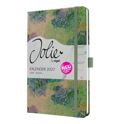 Buchkalender 7J811, Jolie, braun, lila, gr&uuml;n, blau, 1 Woche / 2 Seiten, 13,5x20,3cm (ca. A5), 2027