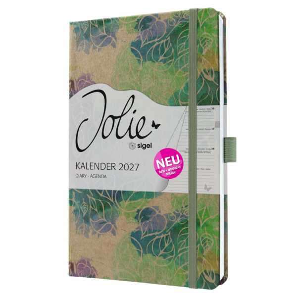 2 Stück Sigel Buchkalender 7J811, Jolie, braun, lila, grün, blau, 1 Woche / 2 Seiten, 13,5x20,3cm (ca. A5), 2027 4004360762505 Sigel