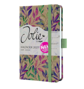 Buchkalender 7J814, Jolie, braun, pink, lila, t&uuml;rkis, 1 Woche / 2 Seiten, 9,5x15cm (ca. A6), 2027