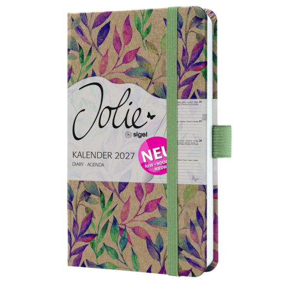 2 Stück Sigel Buchkalender 7J814, Jolie, braun, pink, lila, türkis, 1 Woche / 2 Seiten, 9,5x15cm (ca. A6), 2027 4004360762536 Sigel