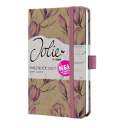 Buchkalender 7J812, Jolie, braun, rosa, wei&szlig;, 1 Woche / 2 Seiten, 9,5x15cm (ca. A6), 2027