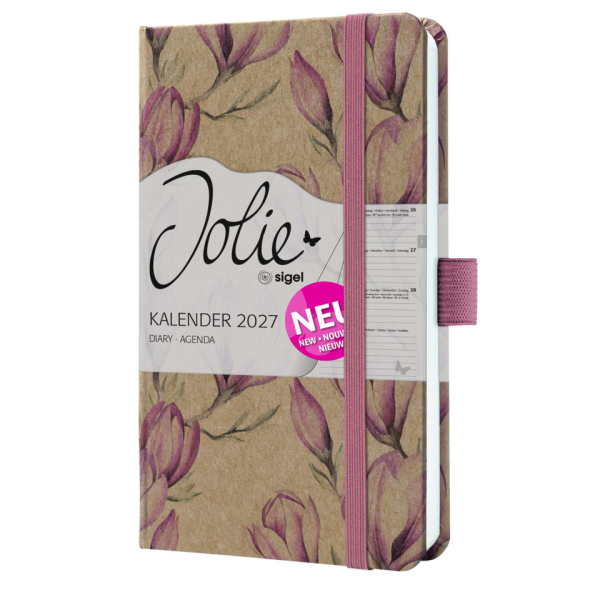2 Stück Sigel Buchkalender 7J812, Jolie, braun, rosa, weiß, 1 Woche / 2 Seiten, 9,5x15cm (ca. A6), 2027 4004360762567 Sigel