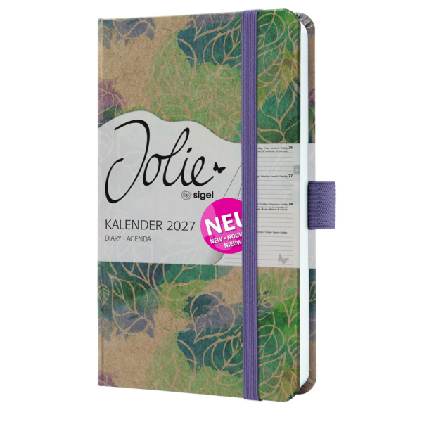 2 Stück Sigel Buchkalender 7J810, Jolie, braun, lila, grün, blau, 1 Woche / 2 Seiten, 9,5x15cm (ca. A6), 2027 4004360762598 Sigel