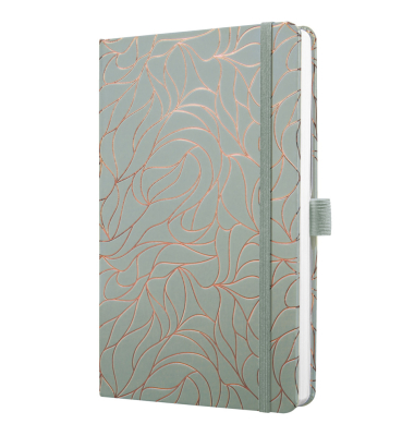 Buchkalender 7J365, Jolie, mintgr&uuml;n, kupfer, 1 Woche / 2 Seiten, 13,5x20,3cm (ca. A5), 2027