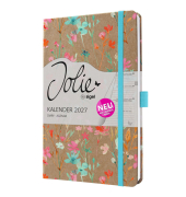 Buchkalender 7J807, Jolie, braun, blau, rot, orange, 1 Woche / 2 Seiten, 13,5x20,3cm (ca. A5), 2027