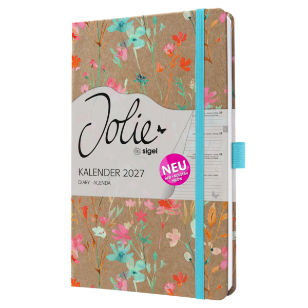 2 Stück Sigel Buchkalender 7J807, Jolie, braun, blau, rot, orange, 1 Woche / 2 Seiten, 13,5x20,3cm (ca. A5), 2027 4004360763465 Sigel