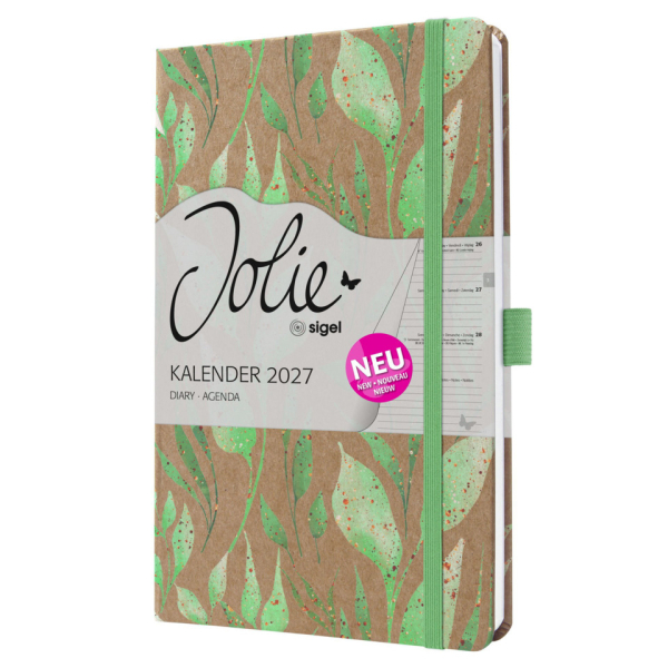2 Stück Sigel Buchkalender 7J803, Jolie, braun, mintgrün, gold, 1 Woche / 2 Seiten, 13,5x20,3cm (ca. A5), 2027 4004360763526 Sigel