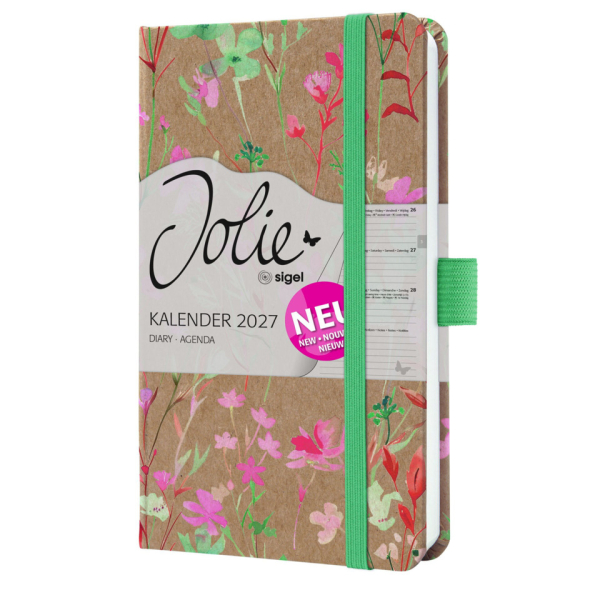 2 Stück Sigel Buchkalender 7J806, Jolie, braun, grün, rosa, rot, 1 Woche / 2 Seiten, 9,5x15cm (ca. A6), 2027 4004360763618 Sigel