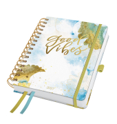 Buchkalender 7J606, Jolie, hellblau/gold/wei&szlig;, 1 Woche / 2 Seiten, 16,8x21,5cm (ca. A5), 2027